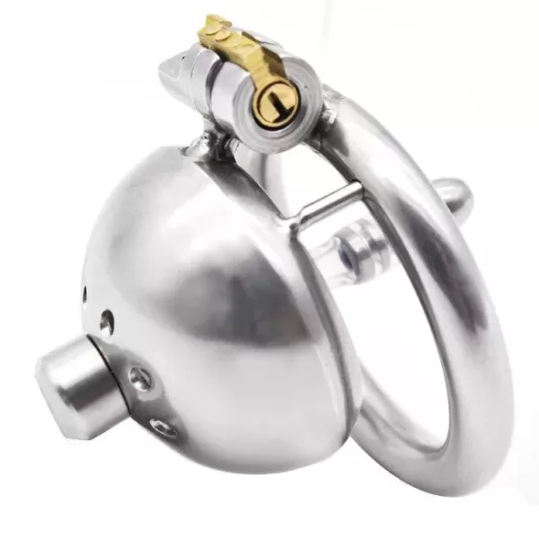 New Lock 304 Stainless Steel Male Small Cage Chastity Belt Device with Tube Ring - SMCock