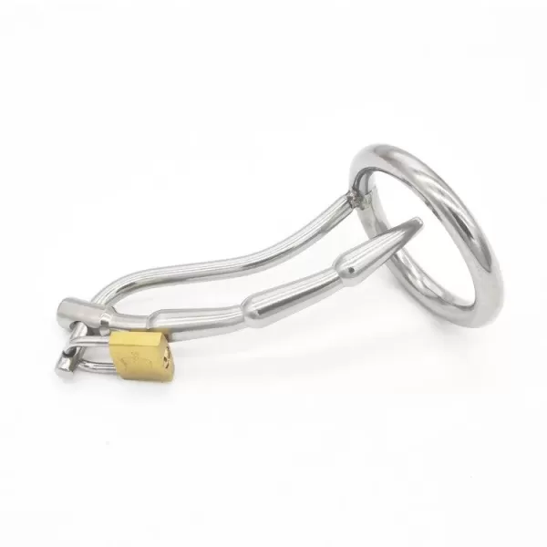 Male Chastity Device with Urinary Plug Lock Cock Ring - SMCock