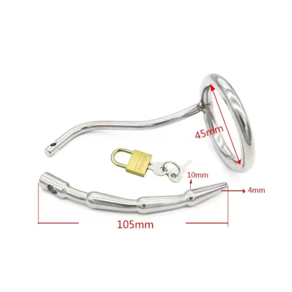 Male Chastity Device with Urinary Plug Lock Cock Ring - SMCock