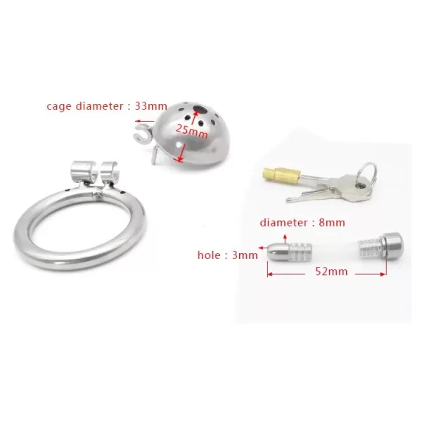 New Lock 304 Stainless Steel Male Small Cage Chastity Belt Device with Tube Ring - SMCock