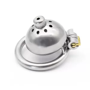 New Lock 304 Stainless Steel Male Small Cage Chastity Belt Device with Tube Ring - SMCock