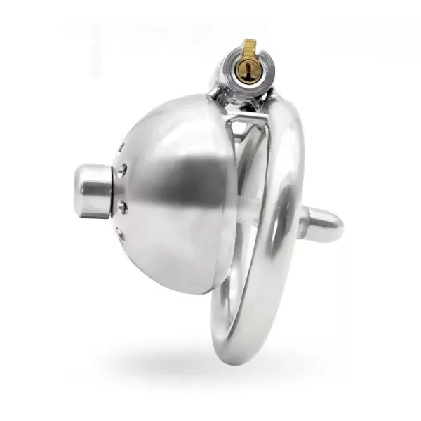 New Lock 304 Stainless Steel Male Small Cage Chastity Belt Device with Tube Ring - SMCock